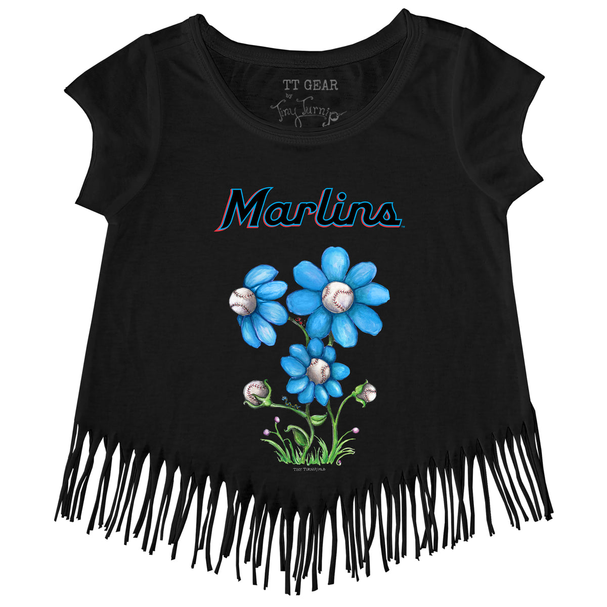 Miami Marlins Blooming Baseballs Fringe Tee