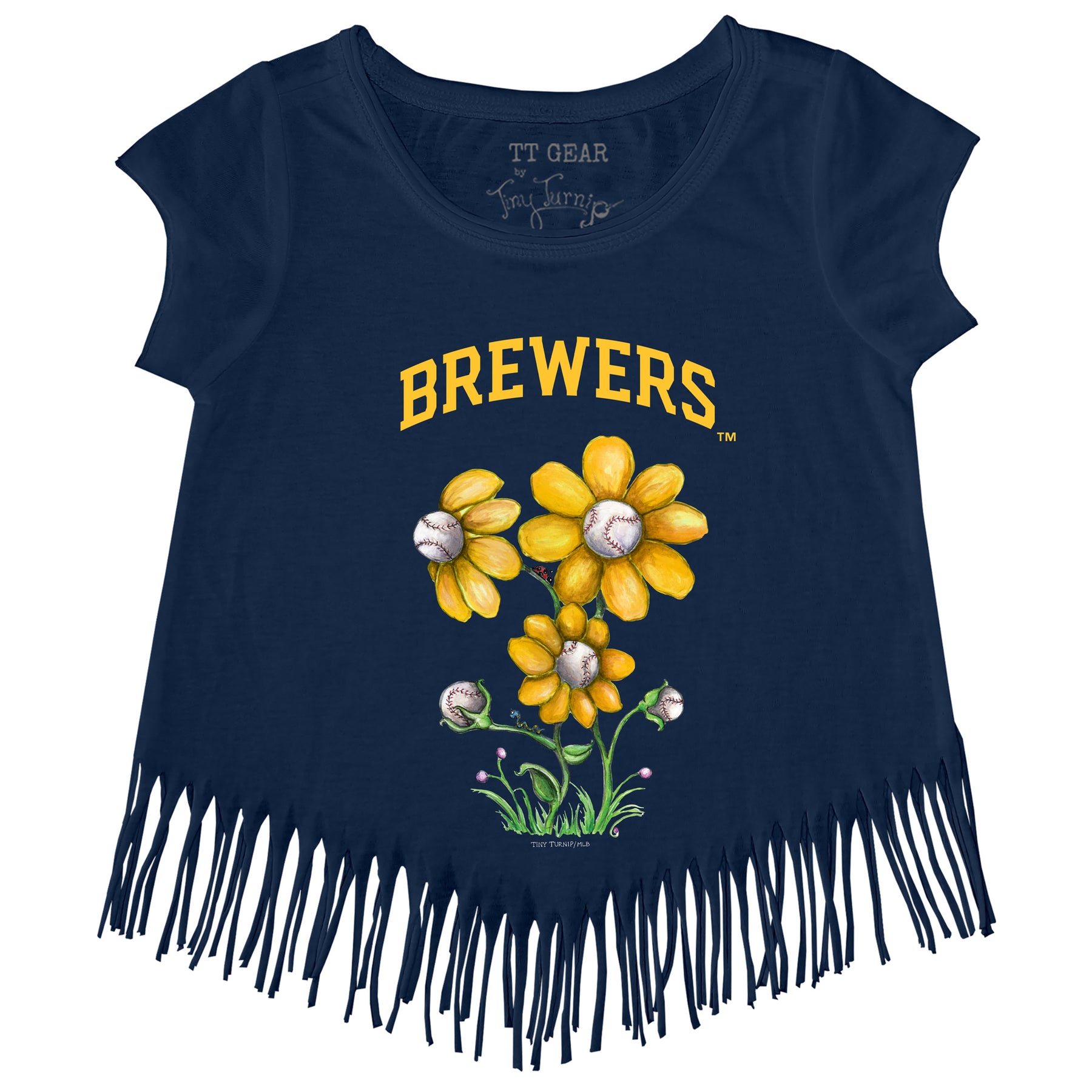 Milwaukee Brewers Blooming Baseballs Fringe Tee