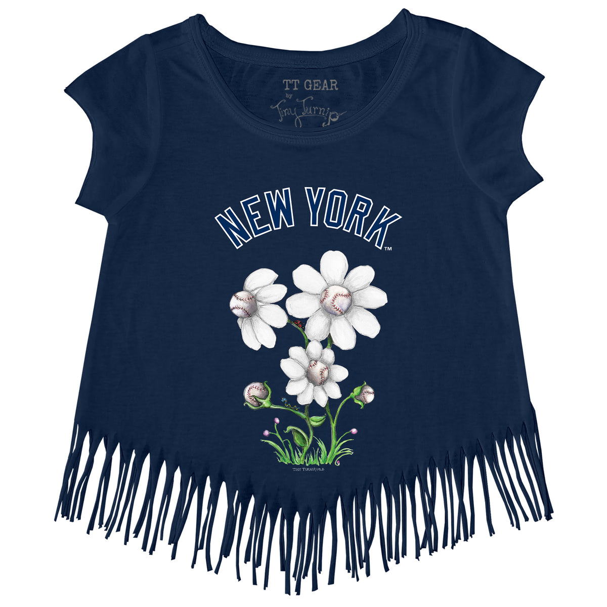 New York Yankees Blooming Baseballs Fringe Tee