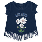 New York Yankees Blooming Baseballs Fringe Tee