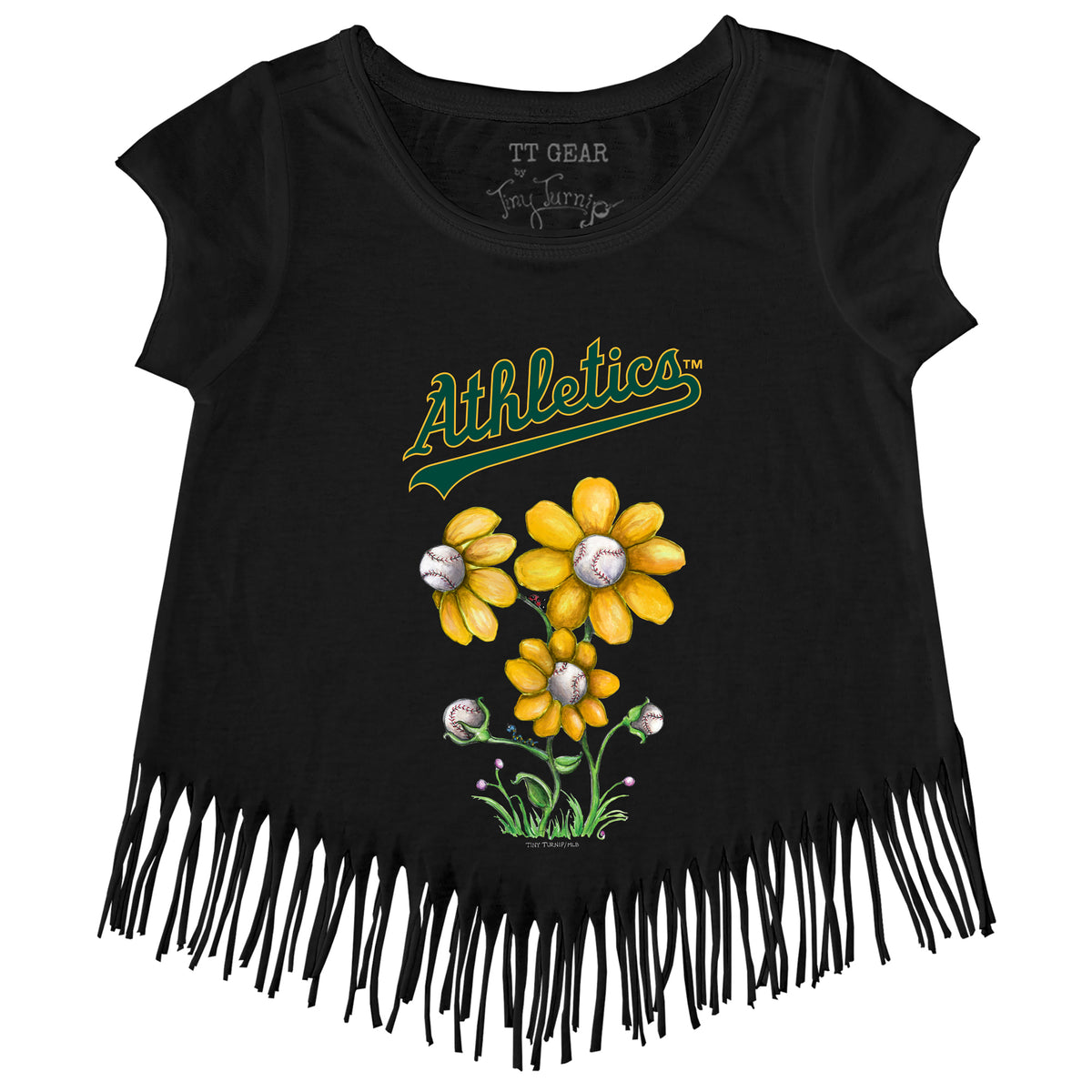 Oakland Athletics Blooming Baseballs Fringe Tee