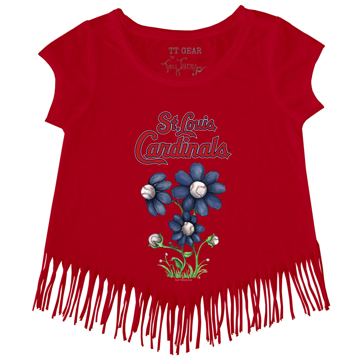 St. Louis Cardinals Blooming Baseballs Fringe Tee
