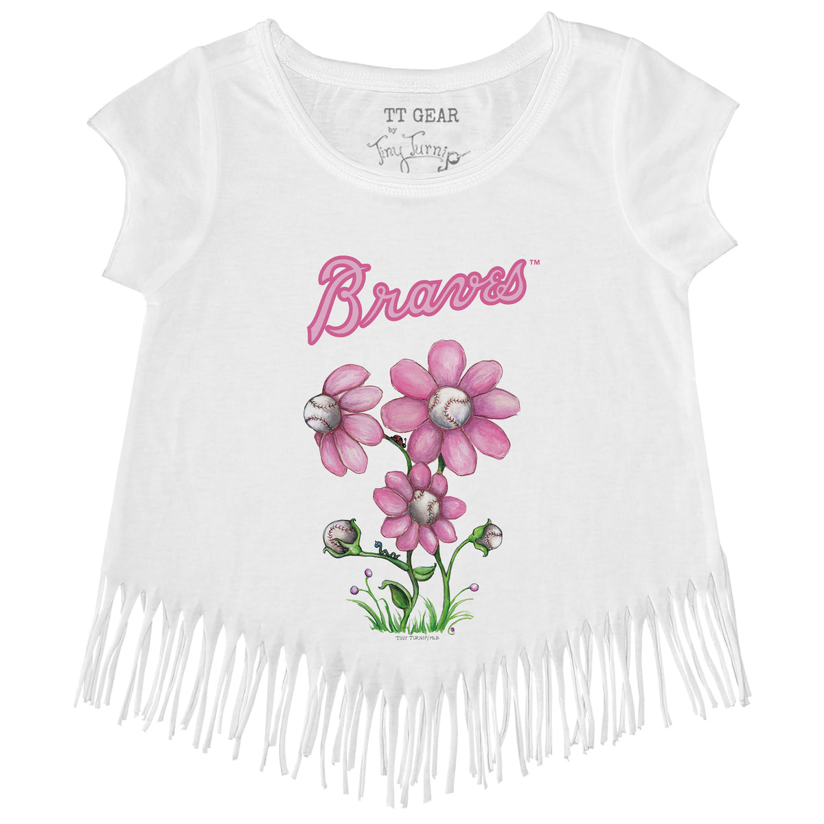 Atlanta Braves Blooming Baseballs Fringe Tee