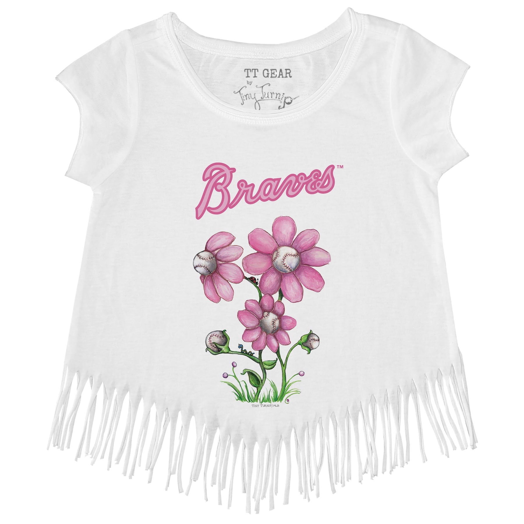 Atlanta Braves Blooming Baseballs Fringe Tee
