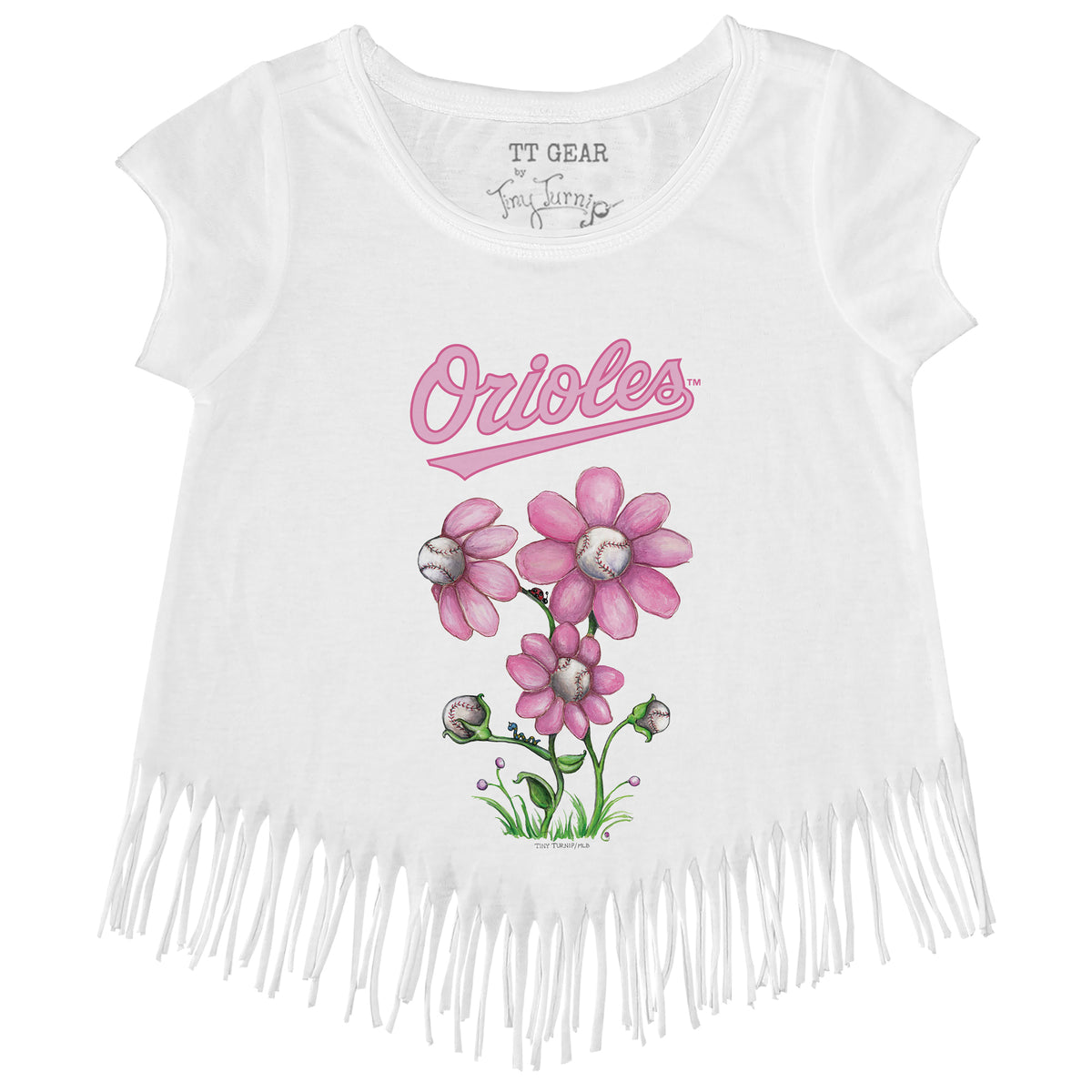 Baltimore Orioles Blooming Baseballs Fringe Tee