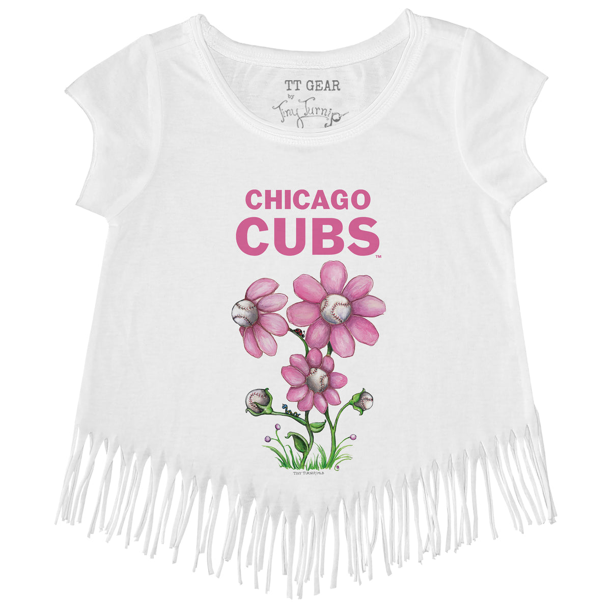 Chicago Cubs Blooming Baseballs Fringe Tee