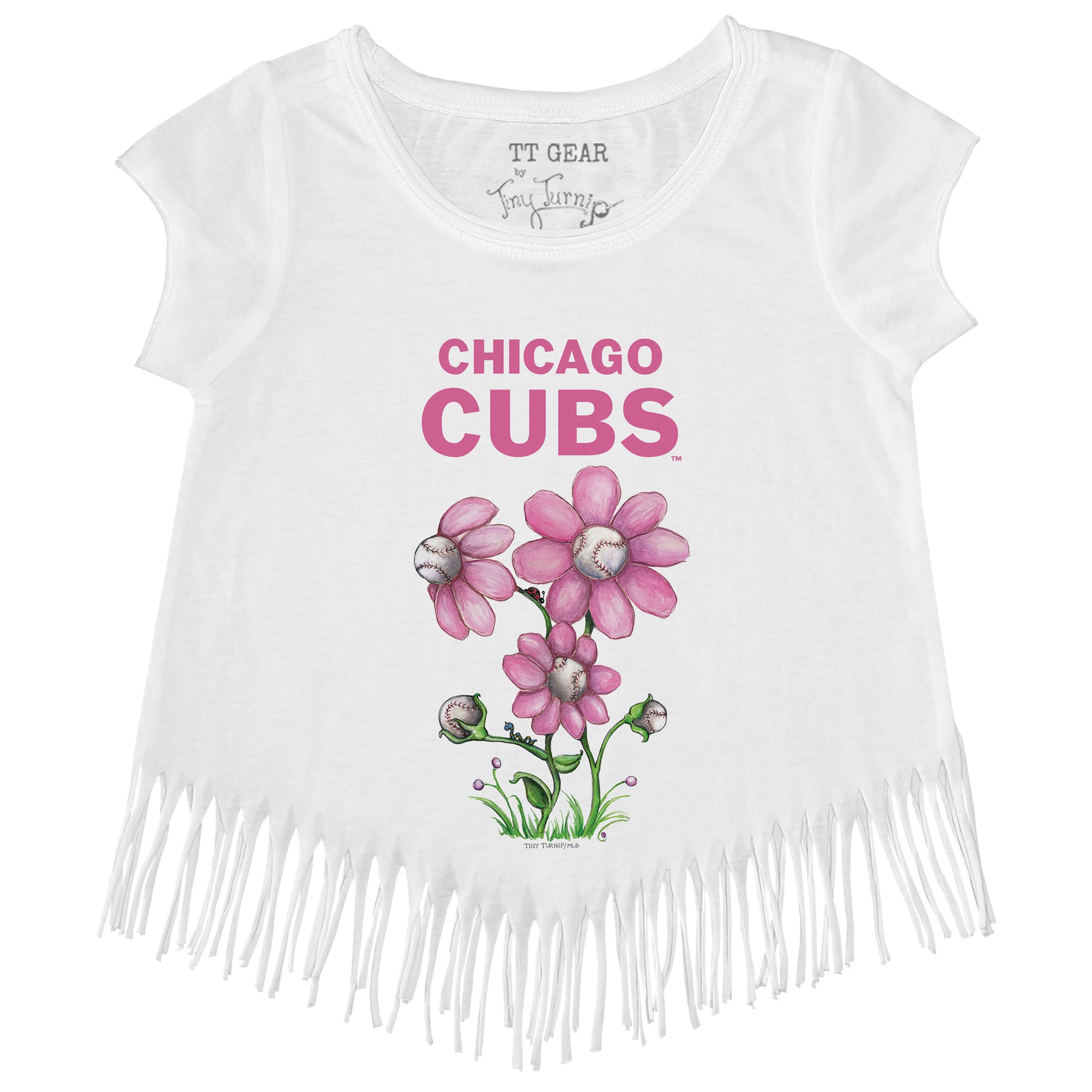 Chicago Cubs Blooming Baseballs Fringe Tee