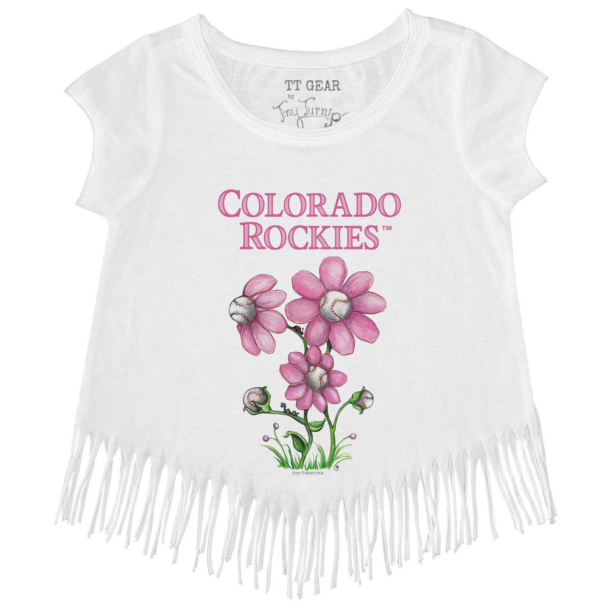 Colorado Rockies Blooming Baseballs Fringe Tee