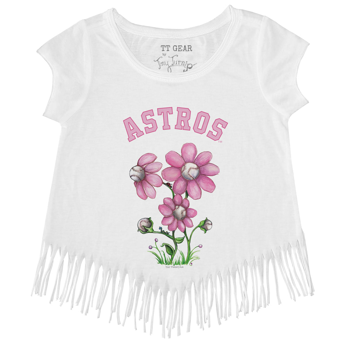 Houston Astros Blooming Baseballs Fringe Tee