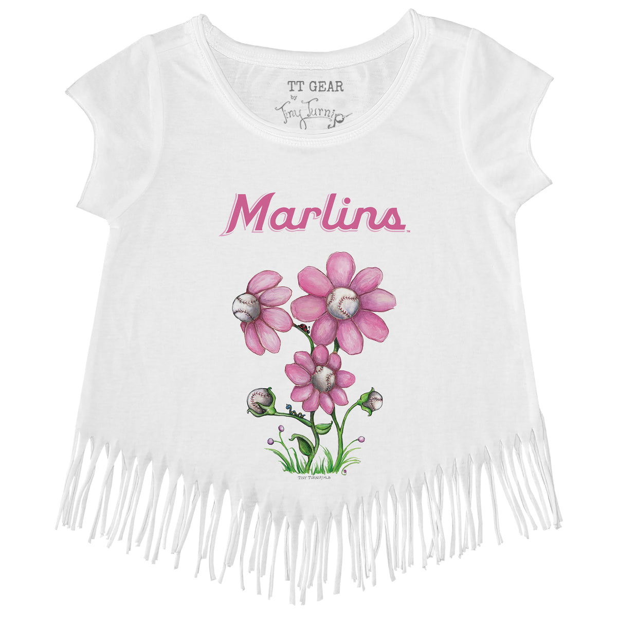 Miami Marlins Blooming Baseballs Fringe Tee