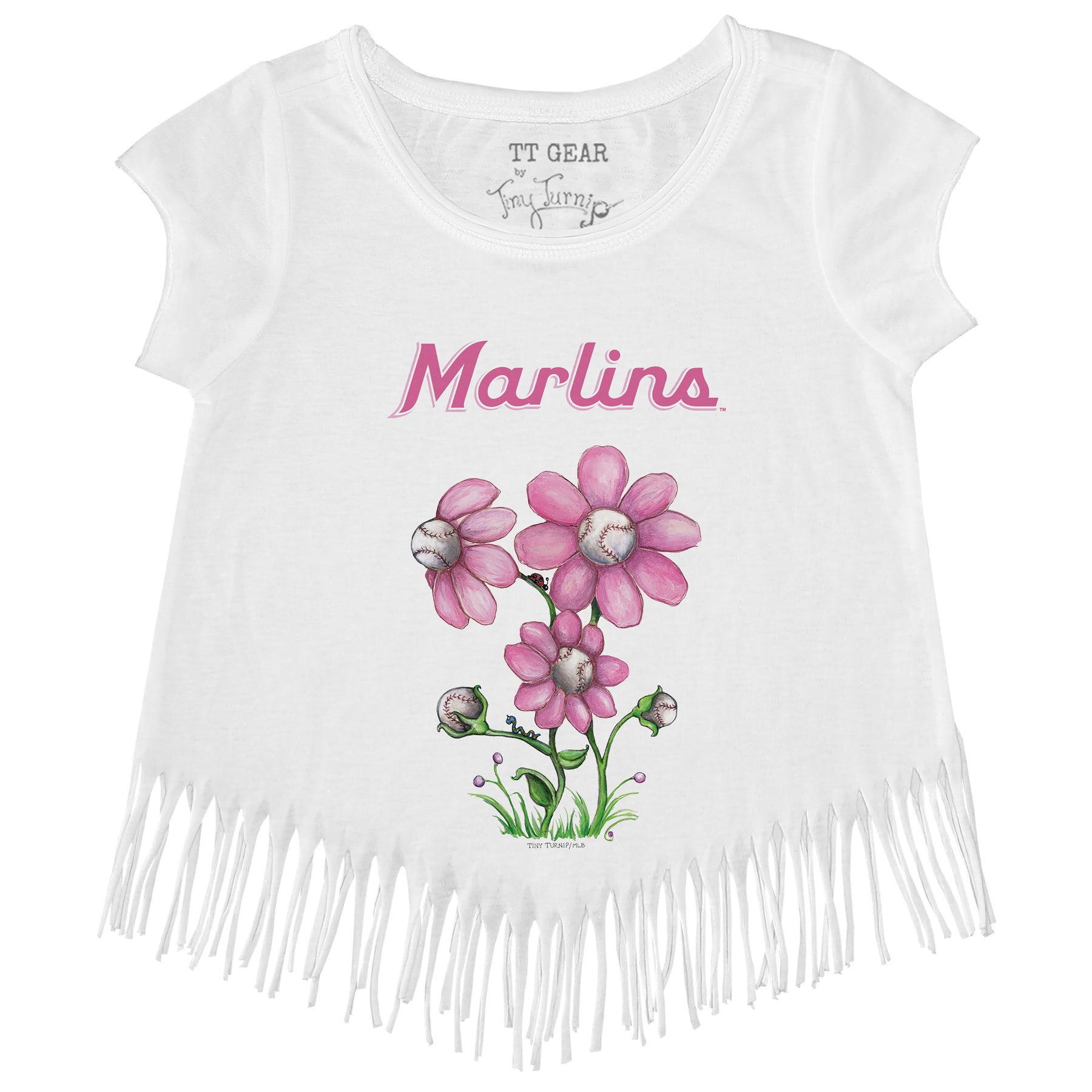 Miami Marlins Blooming Baseballs Fringe Tee