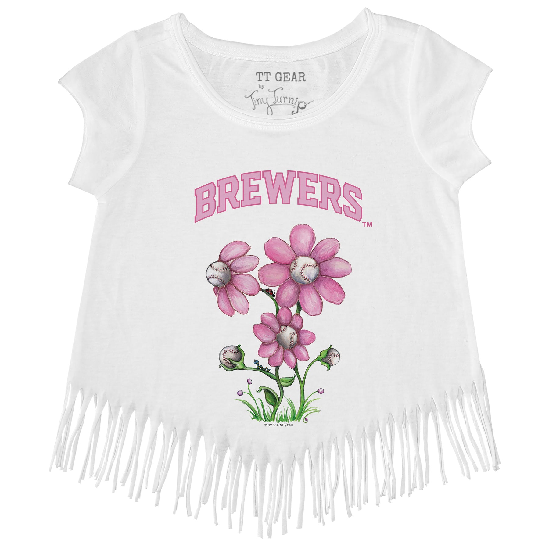 Milwaukee Brewers Blooming Baseballs Fringe Tee