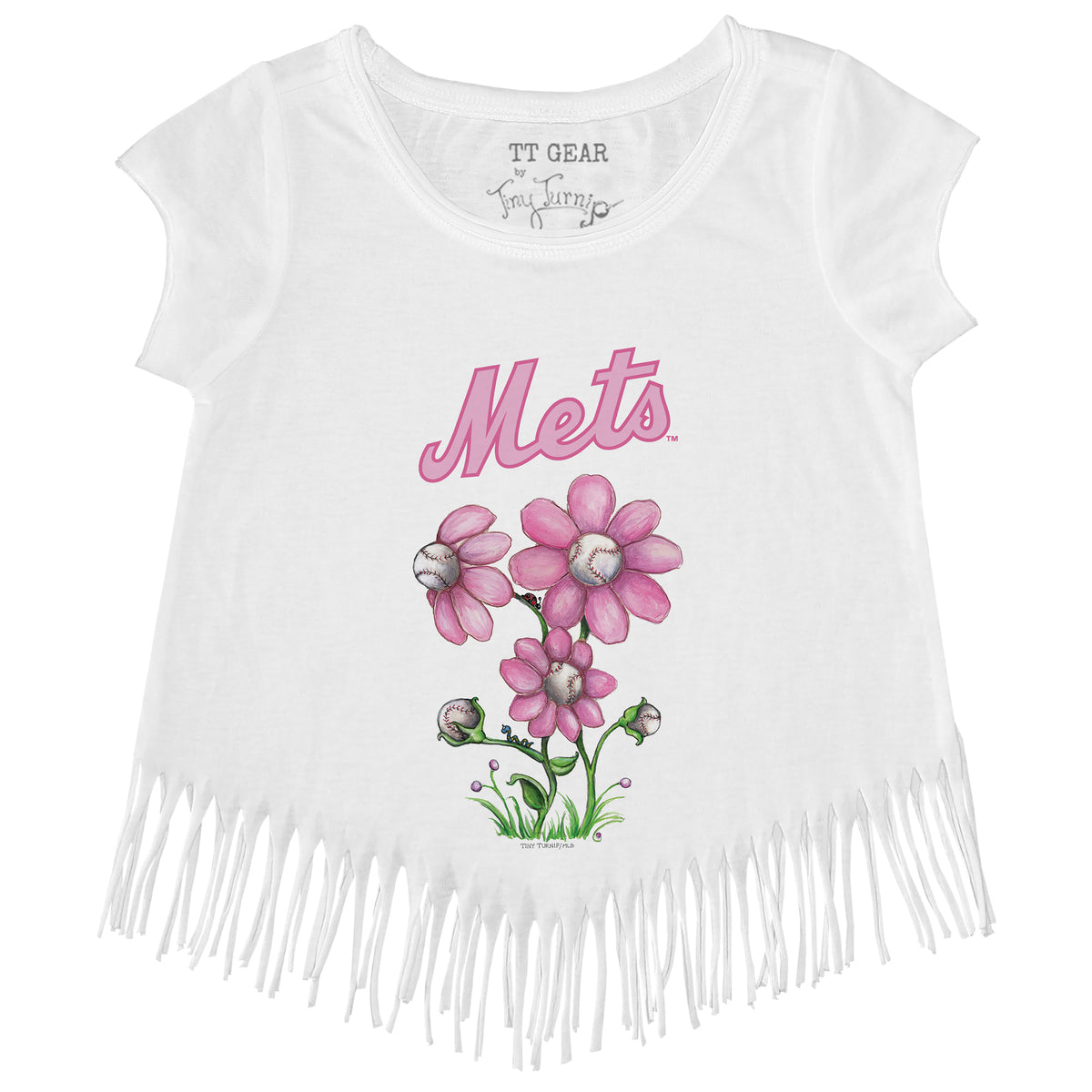 New York Mets Blooming Baseballs Fringe Tee