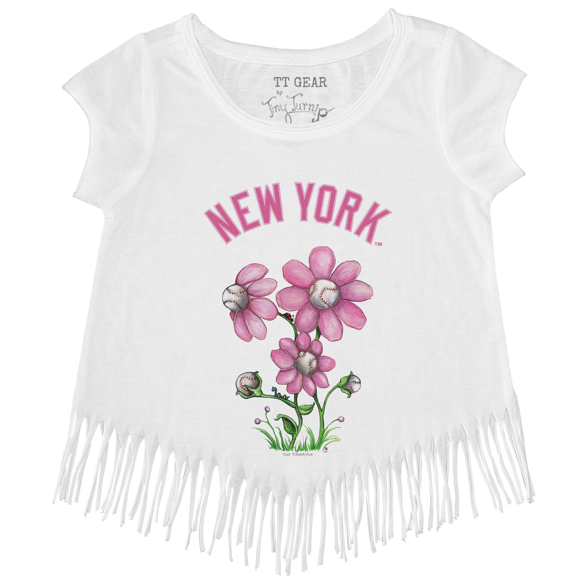 New York Yankees Blooming Baseballs Fringe Tee