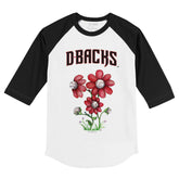 Arizona Diamondbacks Blooming Baseballs 3/4 Black Sleeve Raglan