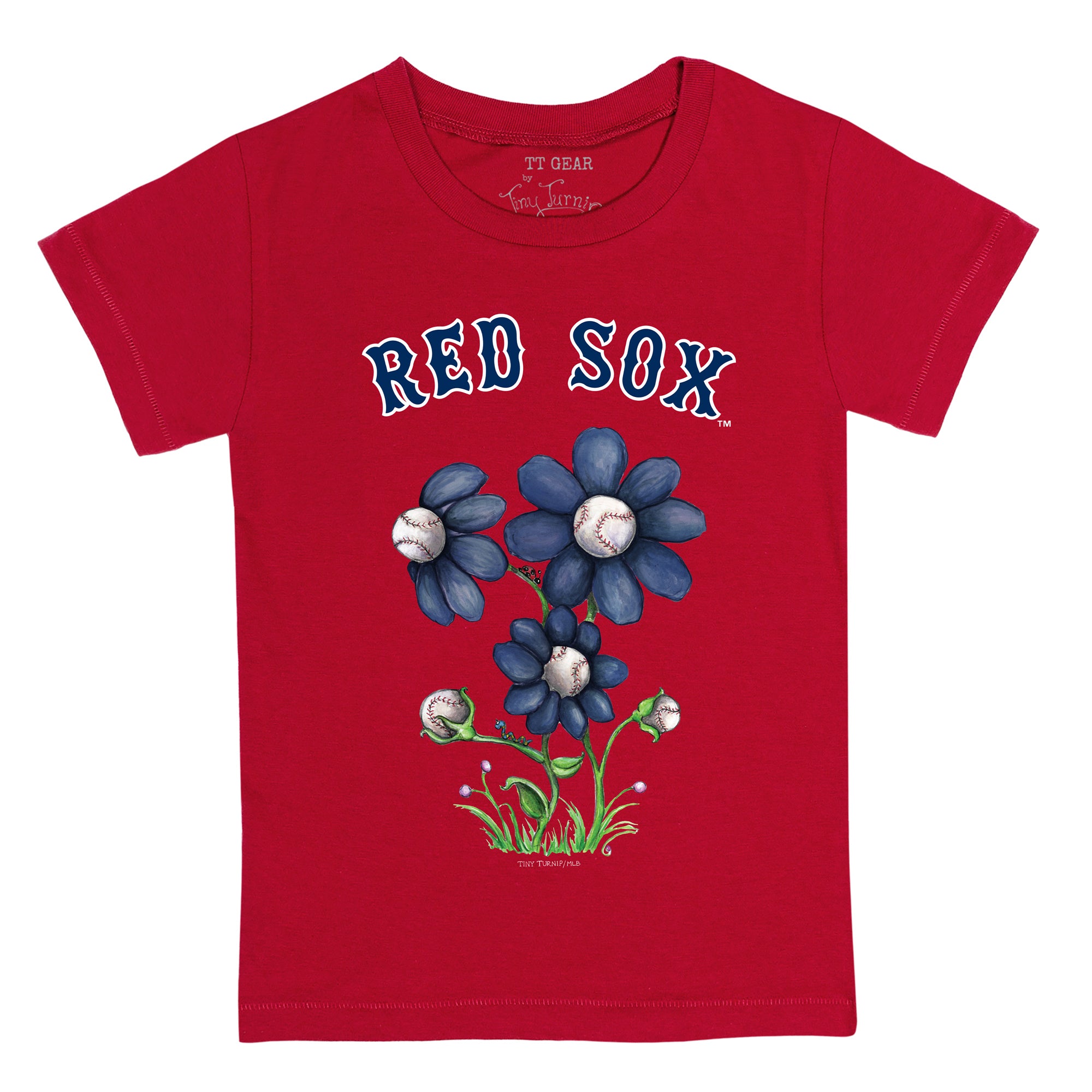 Toddler Tiny Turnip White Boston Red Sox Blooming Baseballs T-Shirt Size: 2T