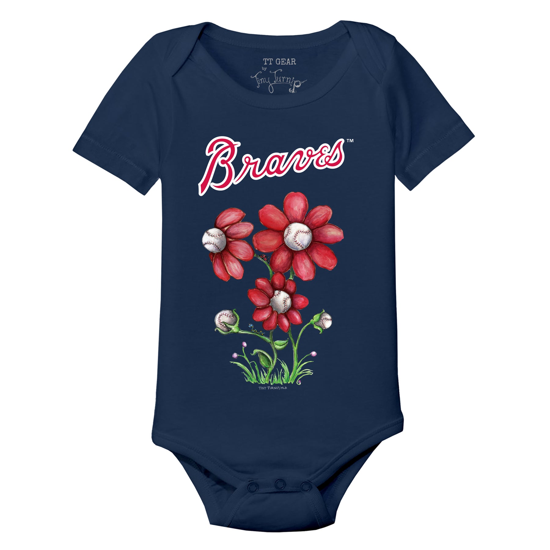 Atlanta Braves Blooming Baseballs Short Sleeve Snapper