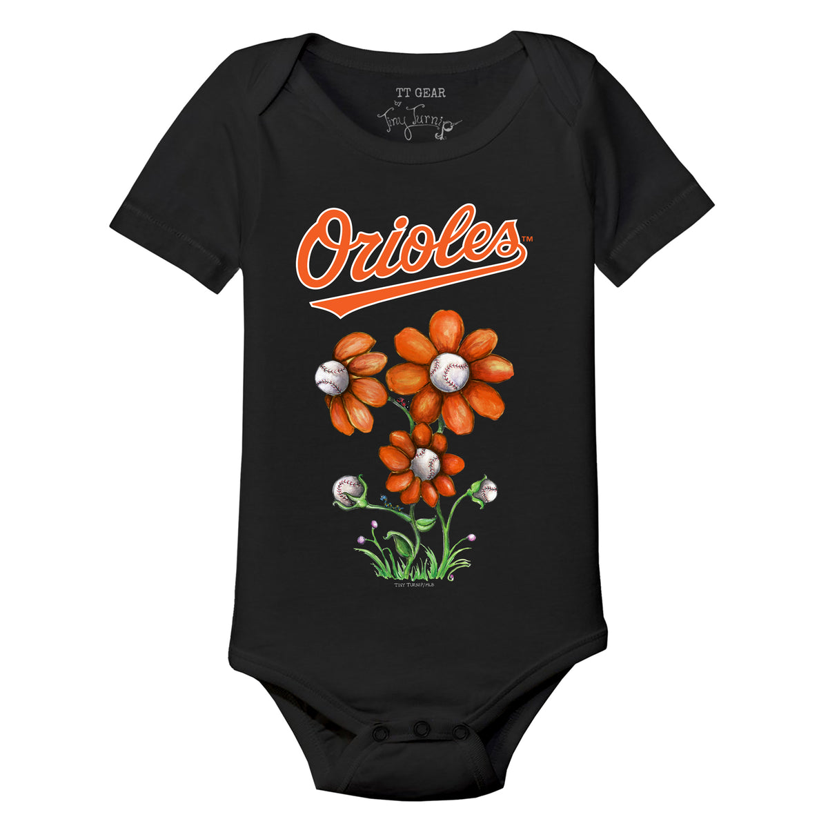 Baltimore Orioles Blooming Baseballs Short Sleeve Snapper