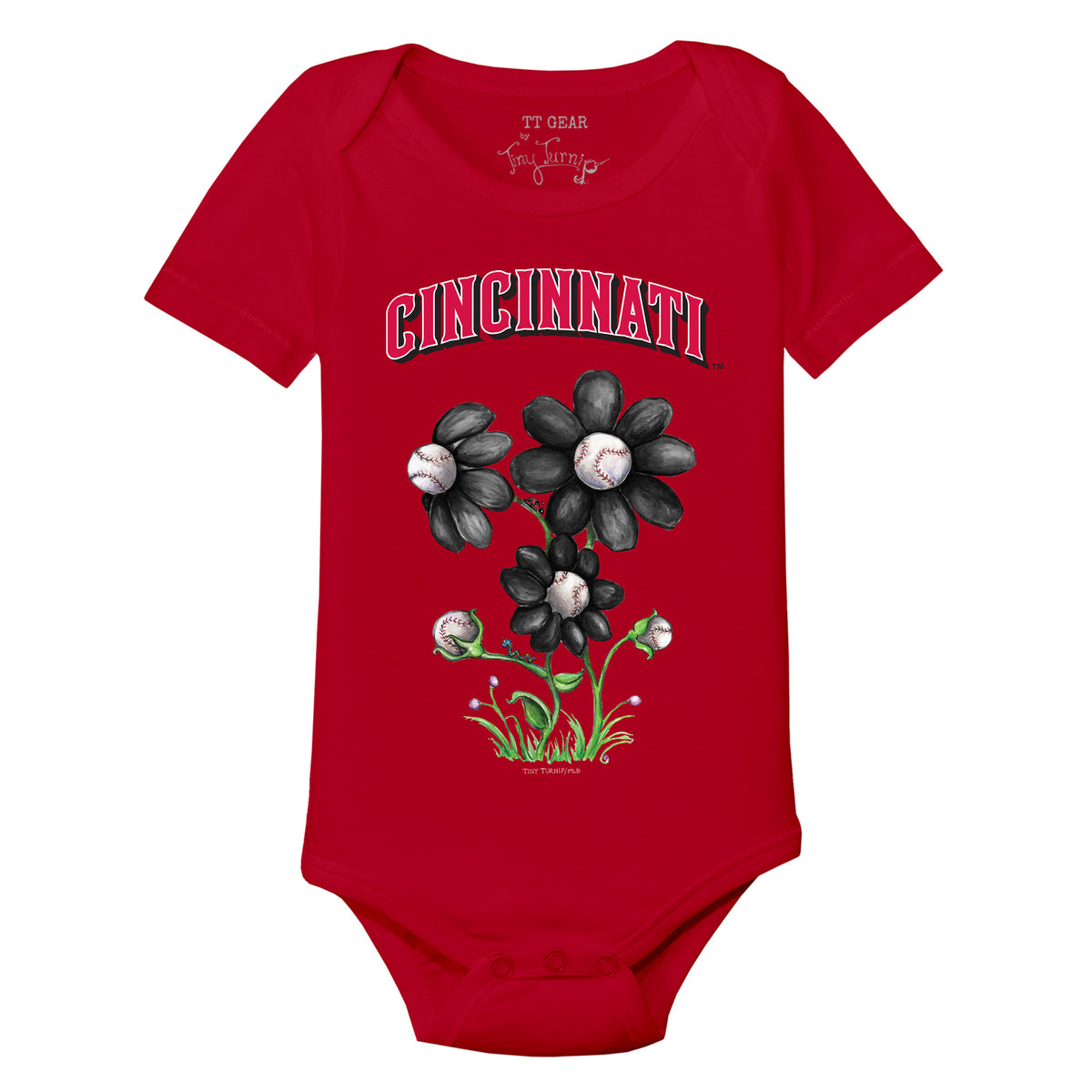 Cincinnati Reds Blooming Baseballs Short Sleeve Snapper