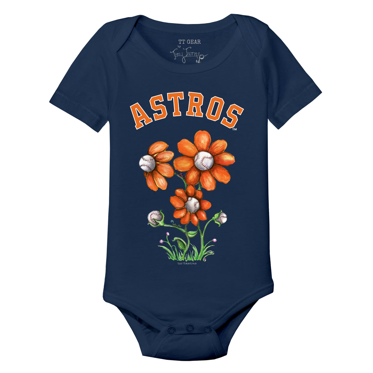 Houston Astros Blooming Baseballs Short Sleeve Snapper