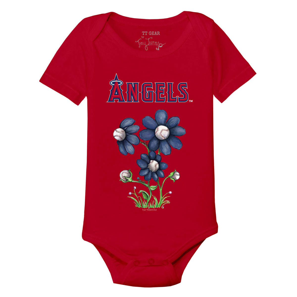 Los Angeles Angels Blooming Baseballs Short Sleeve Snapper