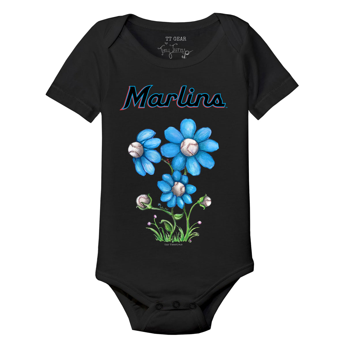 Miami Marlins Blooming Baseballs Short Sleeve Snapper