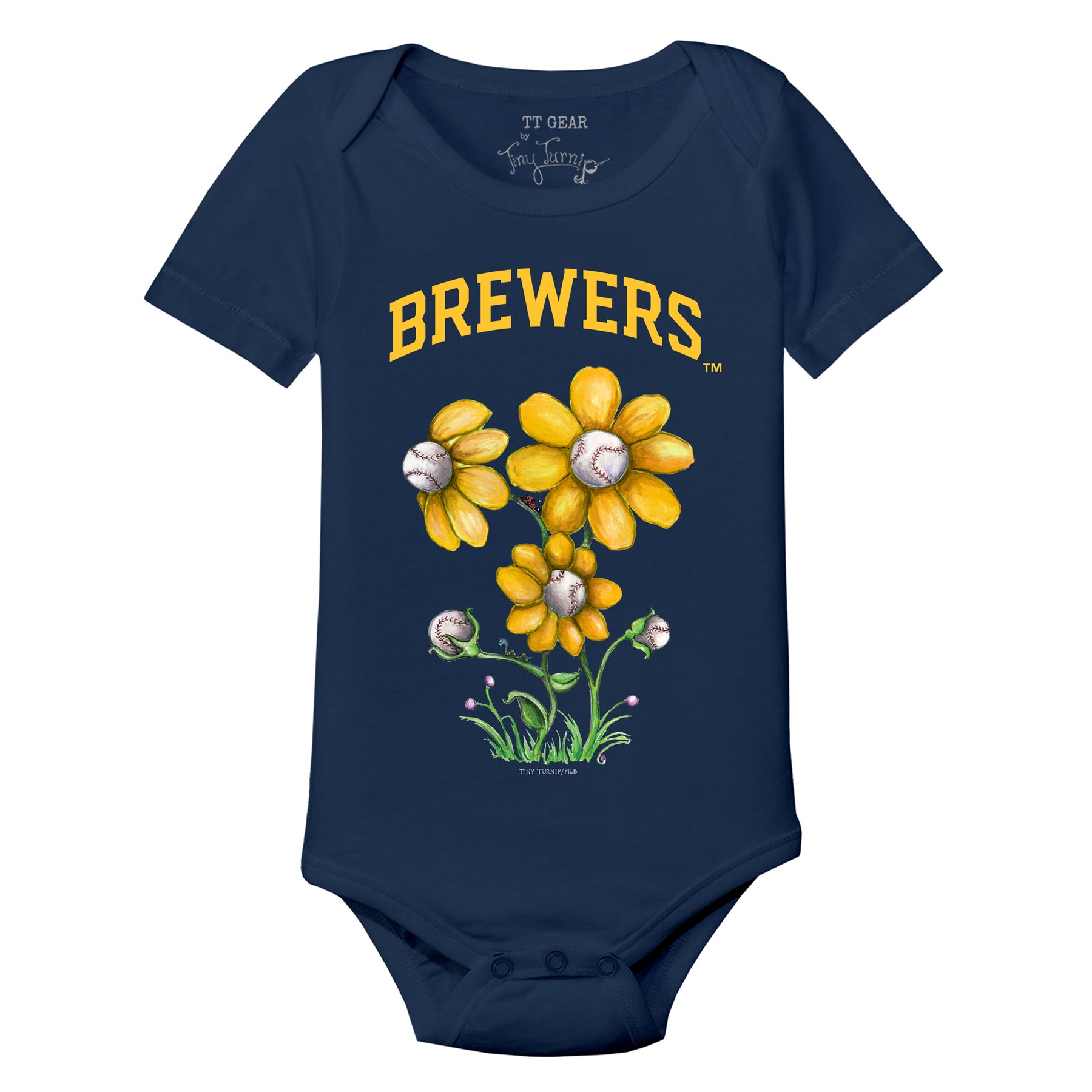 Milwaukee Brewers Blooming Baseballs Short Sleeve Snapper