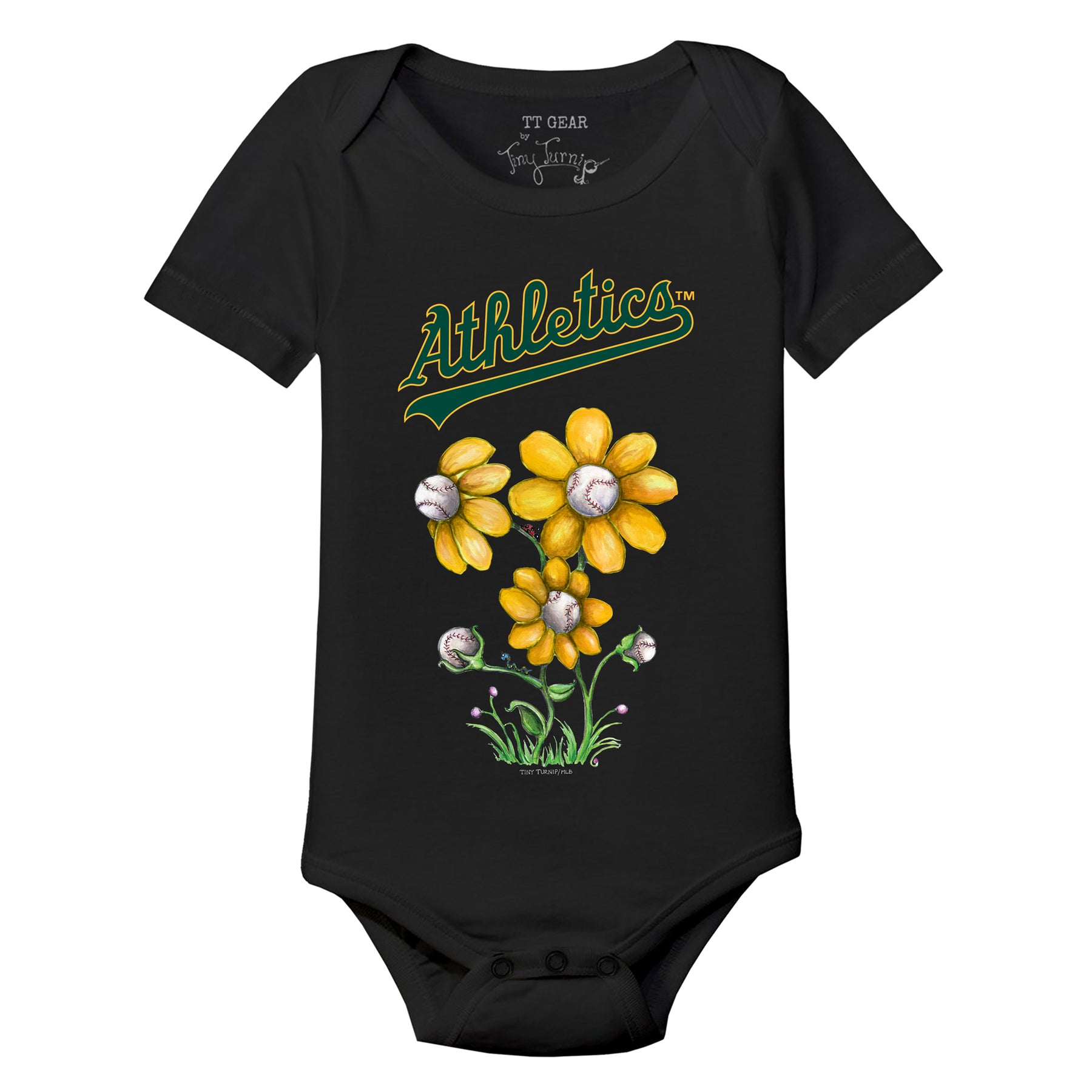 Oakland Athletics Blooming Baseballs Short Sleeve Snapper