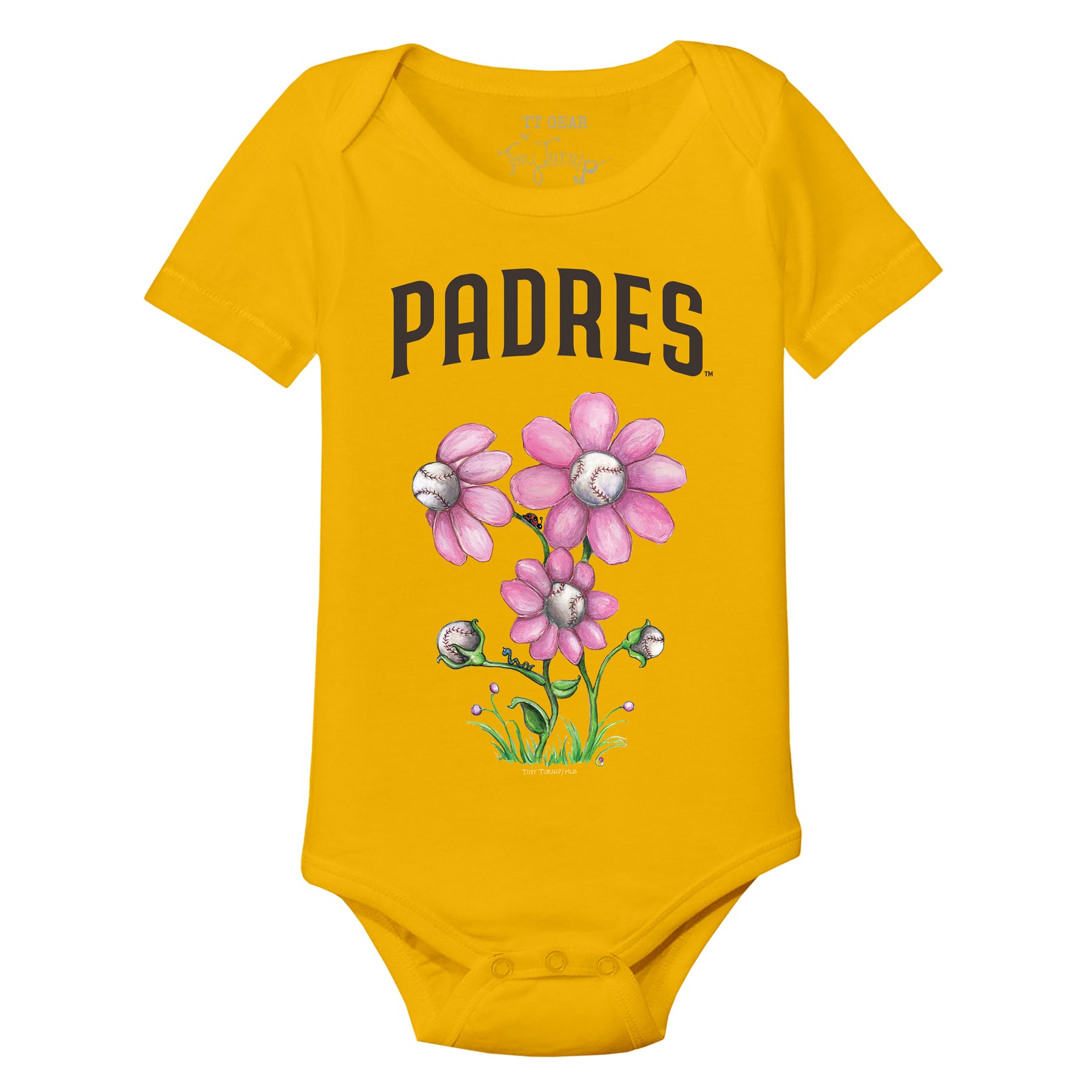 San Diego Padres Blooming Baseballs Short Sleeve Snapper