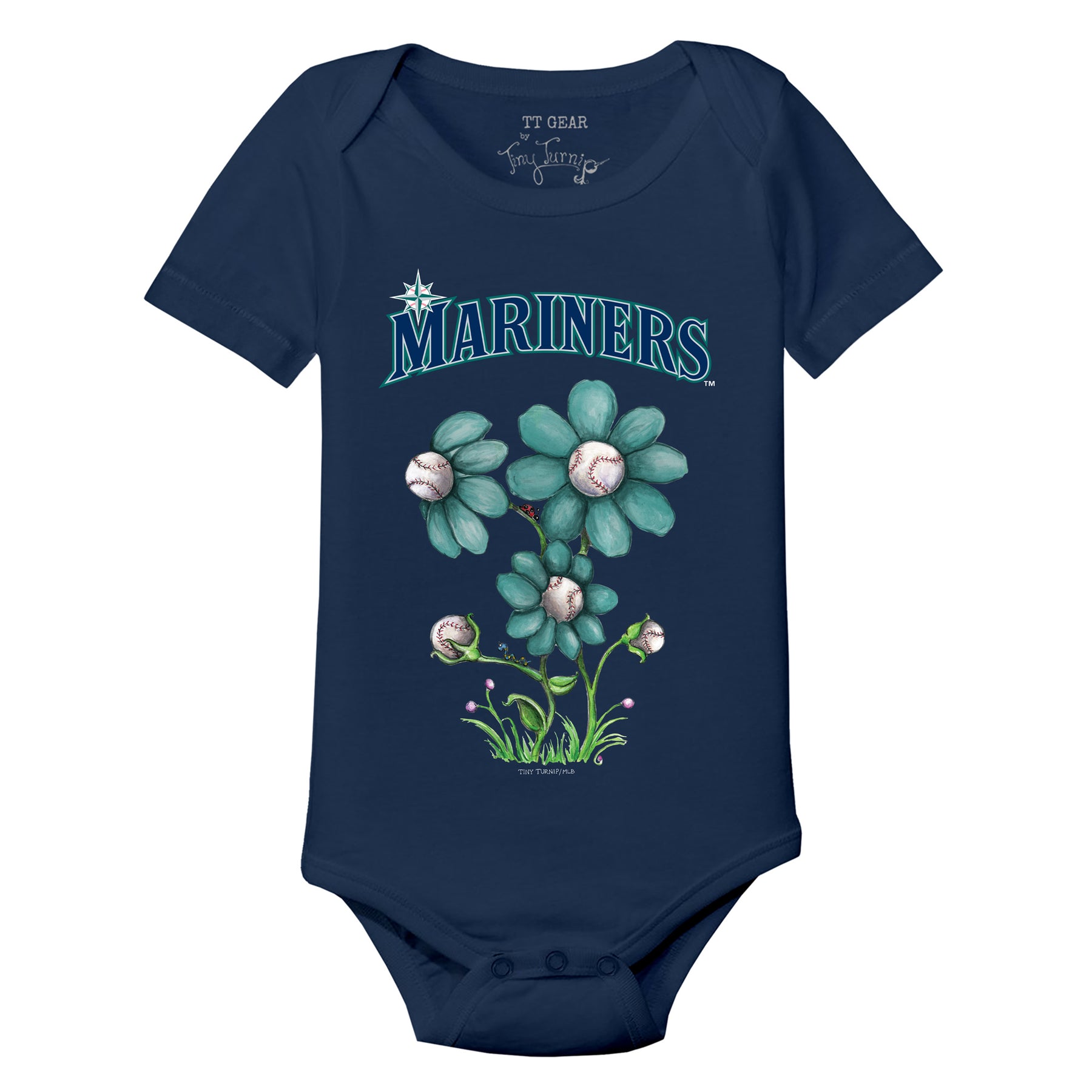 Seattle Mariners Blooming Baseballs Short Sleeve Snapper