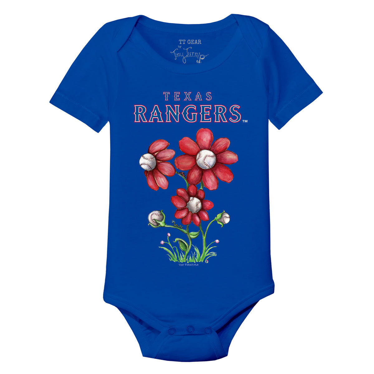 Texas Rangers Blooming Baseballs Short Sleeve Snapper