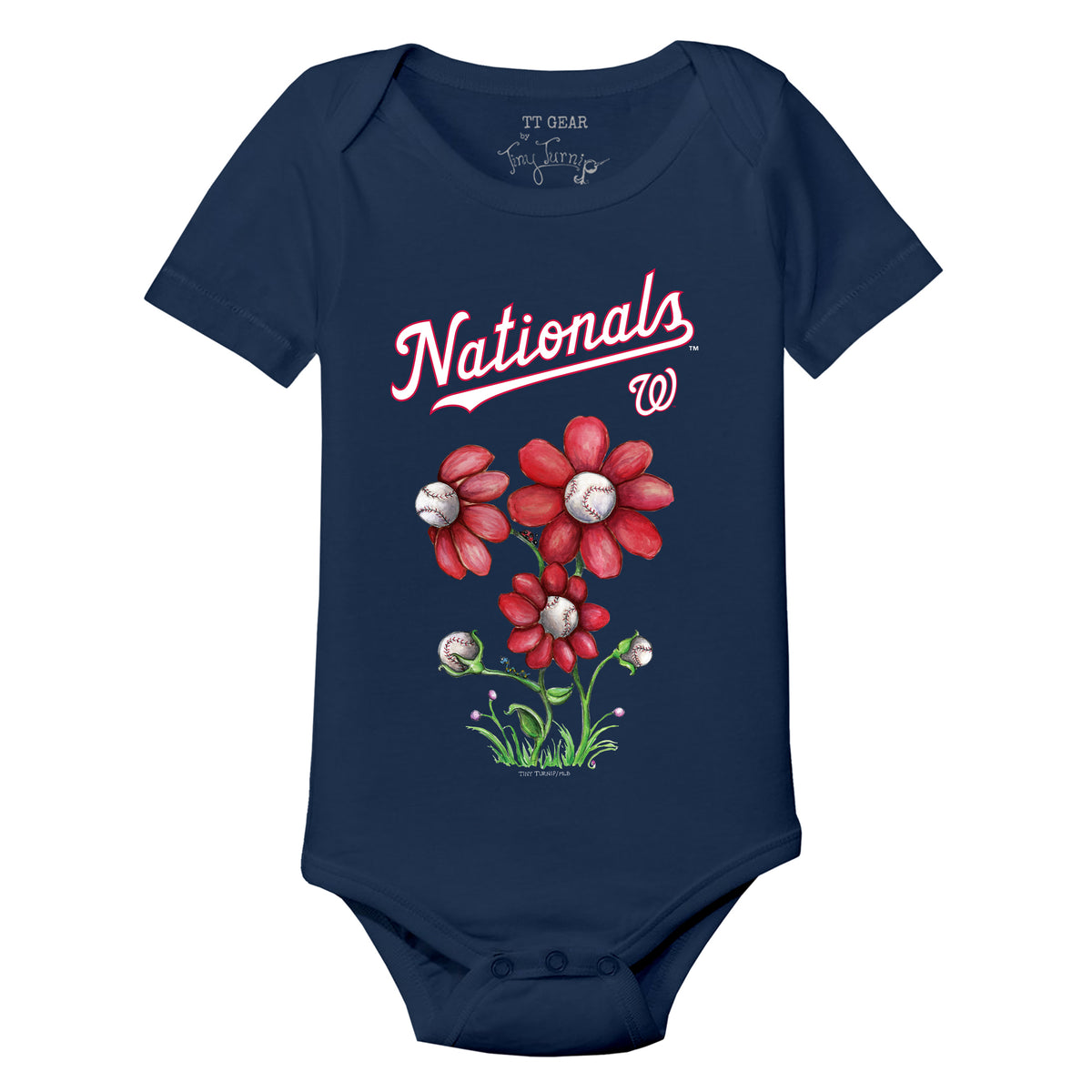 Washington Nationals Blooming Baseballs Short Sleeve Snapper