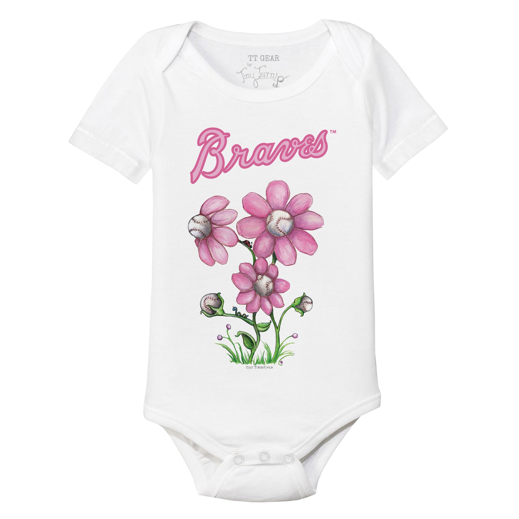 Atlanta Braves Blooming Baseballs Short Sleeve Snapper