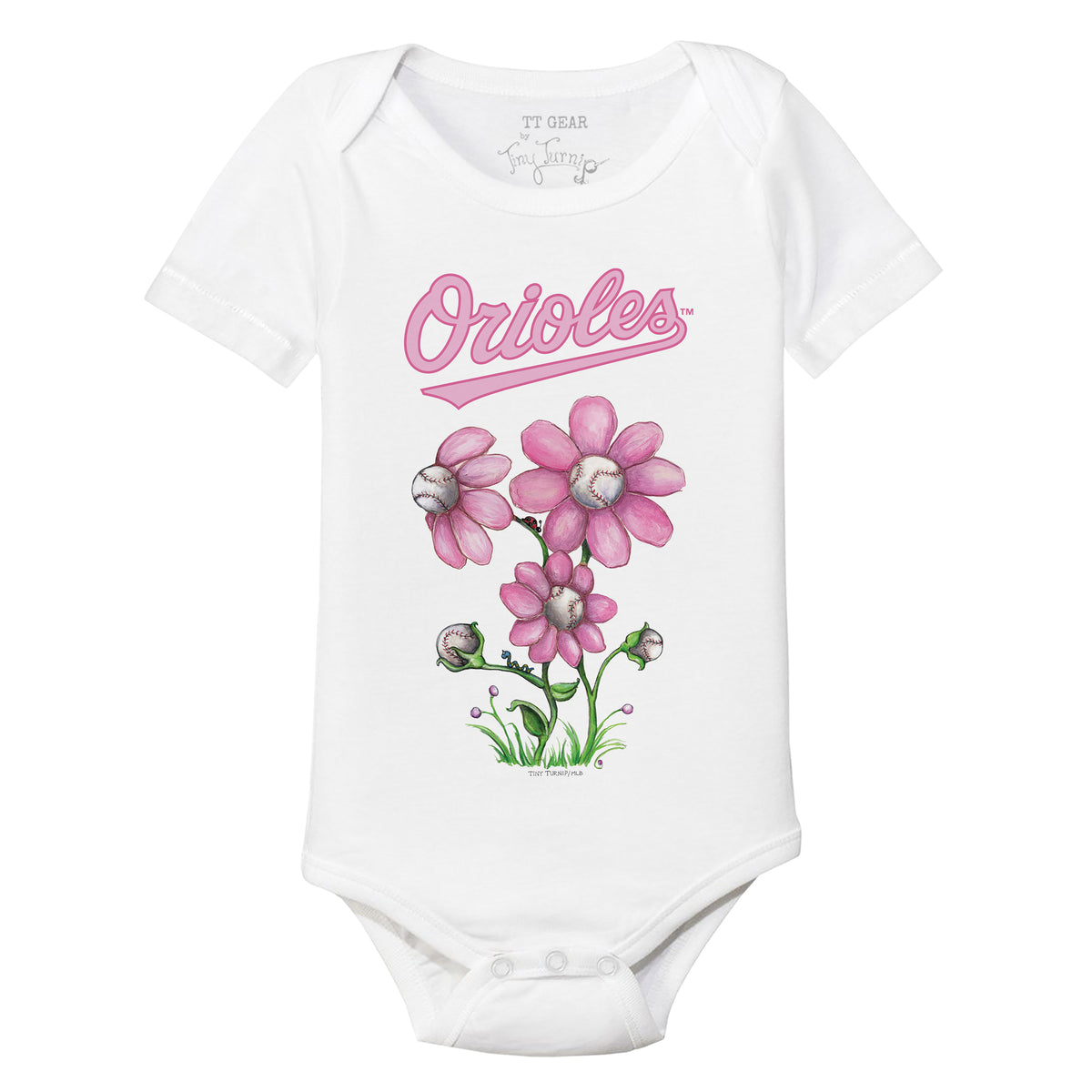 Baltimore Orioles Blooming Baseballs Short Sleeve Snapper