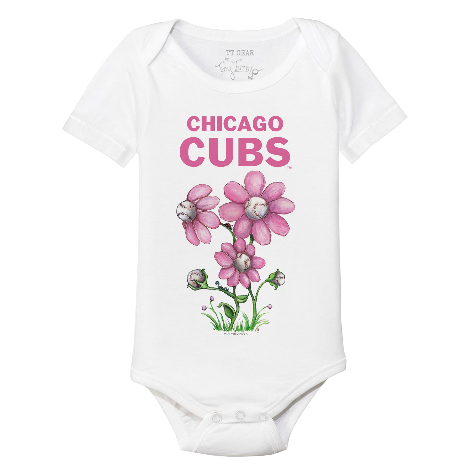 Chicago Cubs Blooming Baseballs Short Sleeve Snapper