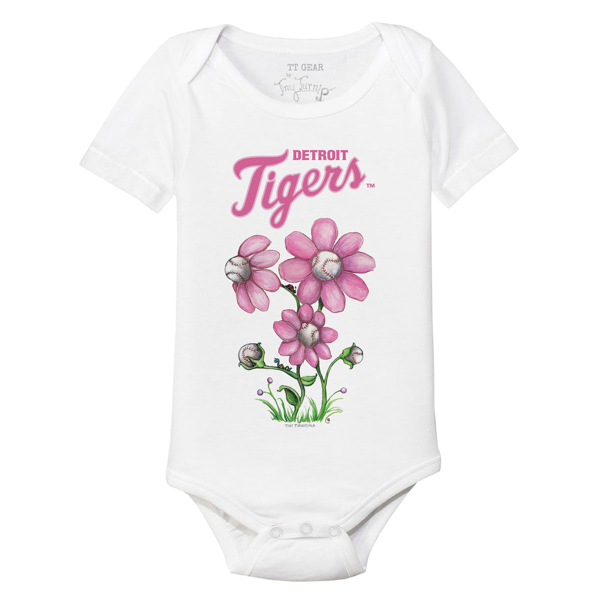 Detroit Tigers Blooming Baseballs Short Sleeve Snapper