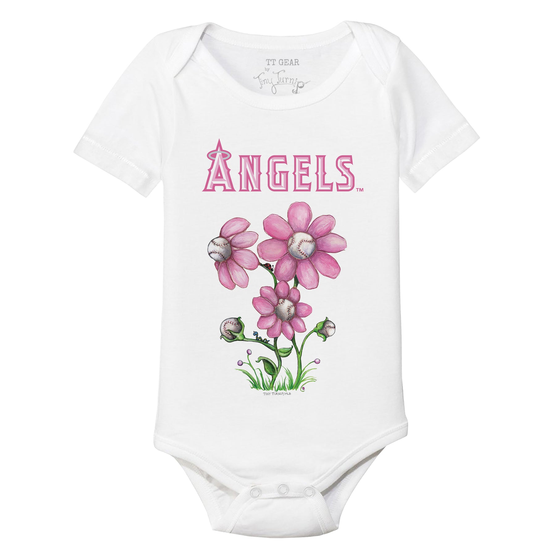 Los Angeles Angels Blooming Baseballs Short Sleeve Snapper
