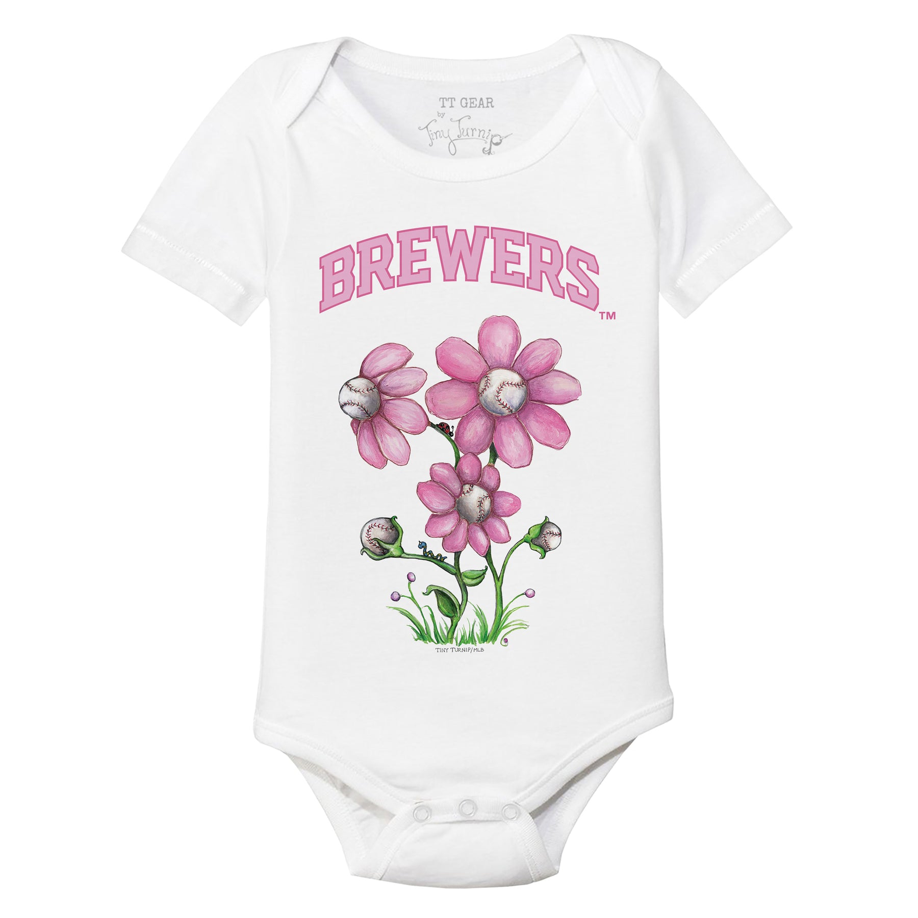 Milwaukee Brewers Blooming Baseballs Short Sleeve Snapper