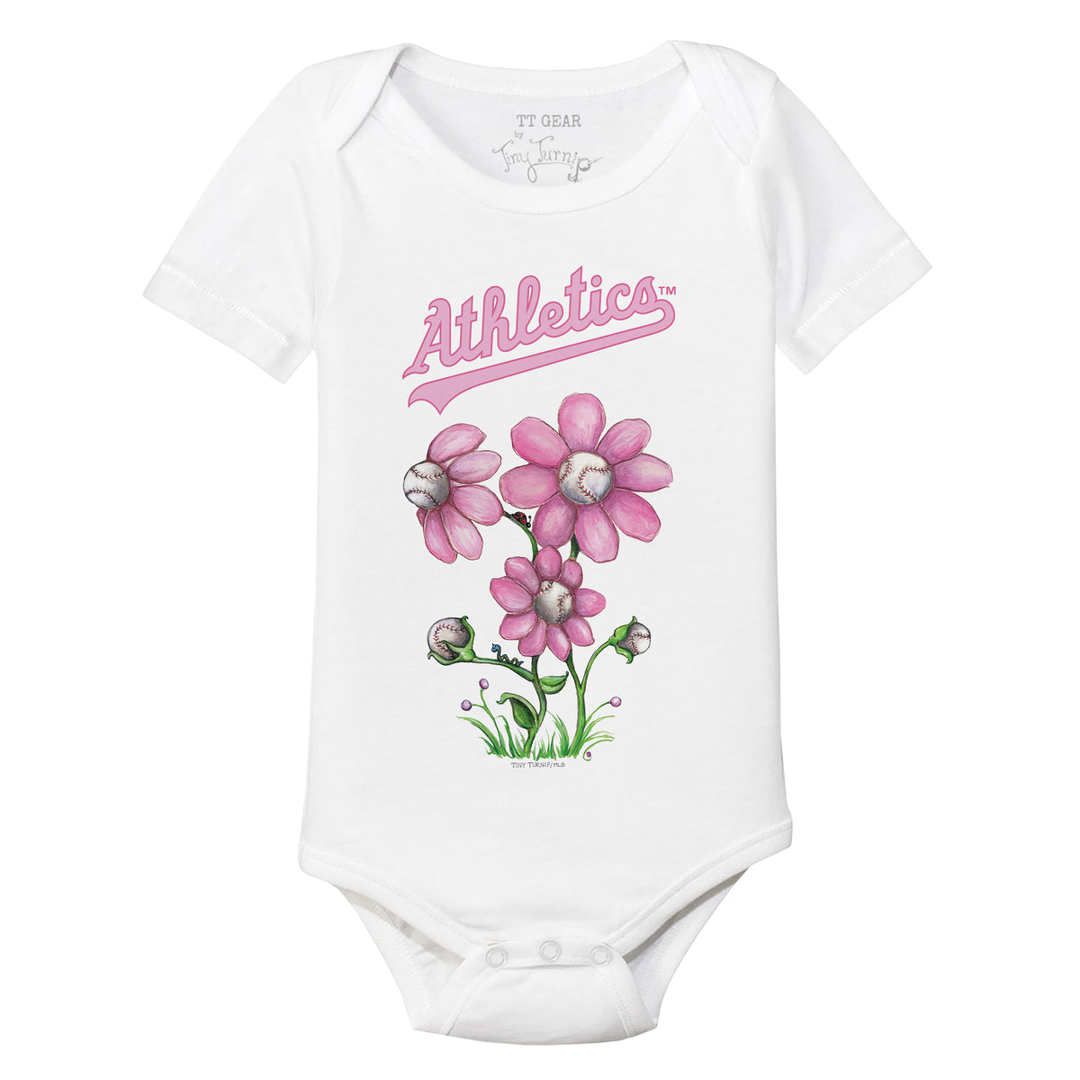 Oakland Athletics Blooming Baseballs Short Sleeve Snapper