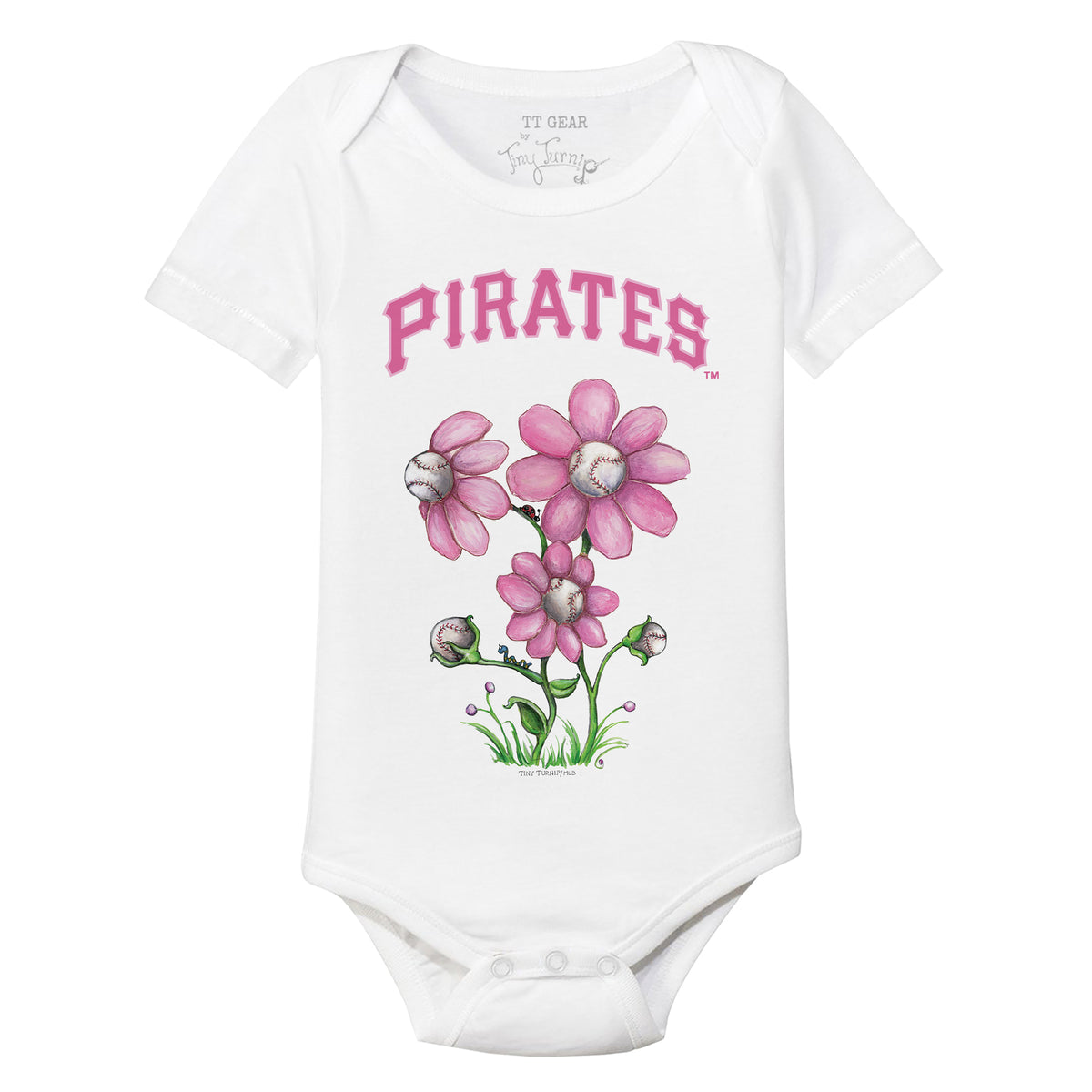 Pittsburgh Pirates Blooming Baseballs Short Sleeve Snapper