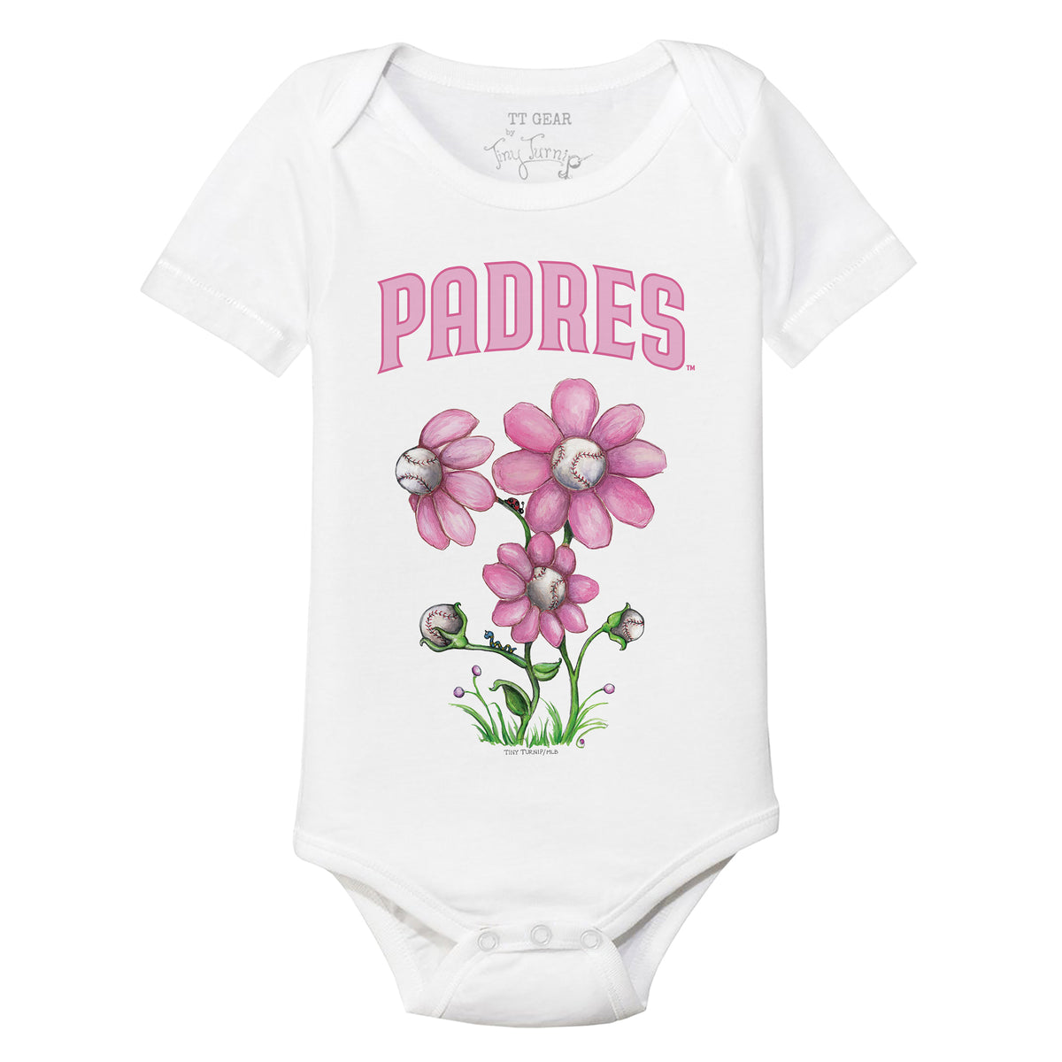 San Diego Padres Blooming Baseballs Short Sleeve Snapper