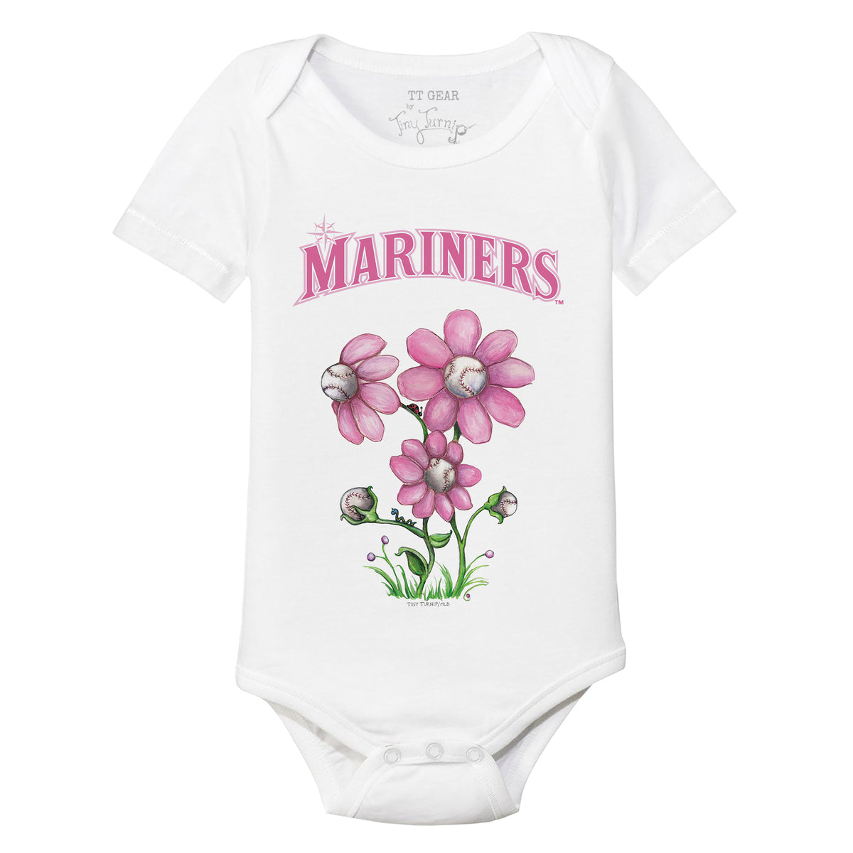 Seattle Mariners Blooming Baseballs Short Sleeve Snapper