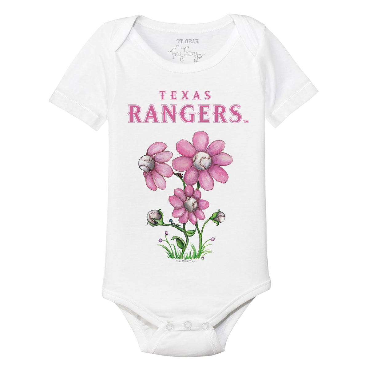 Texas Rangers Blooming Baseballs Short Sleeve Snapper