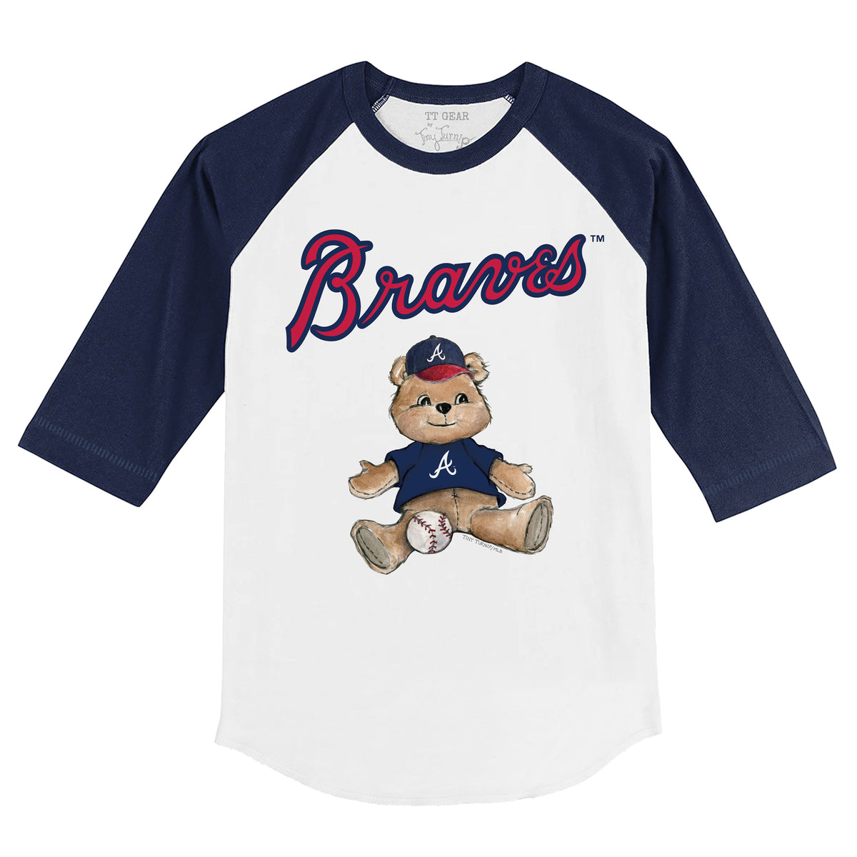 Atlanta Braves Teddy 3/4 Navy Blue Sleeve Raglan