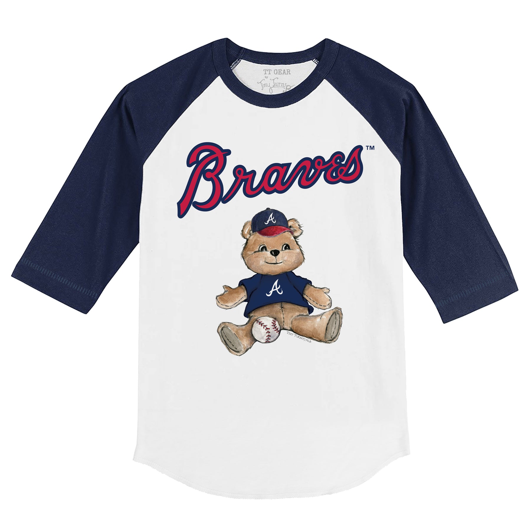 Atlanta Braves Teddy 3/4 Navy Blue Sleeve Raglan