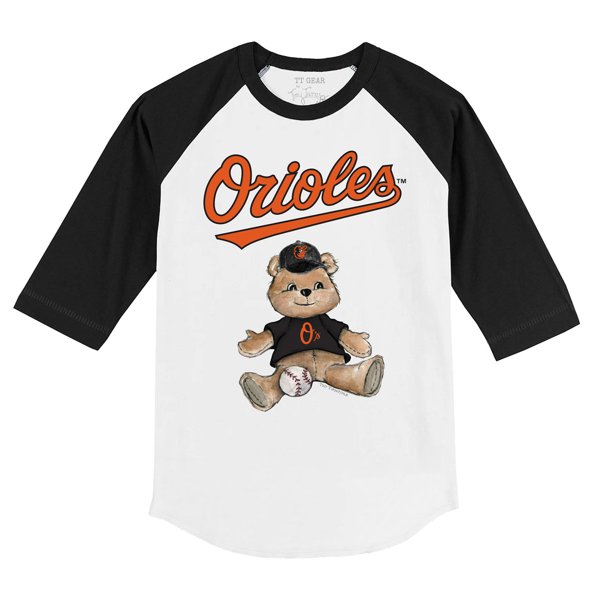 Baltimore Orioles Teddy 3/4 Black Sleeve Raglan