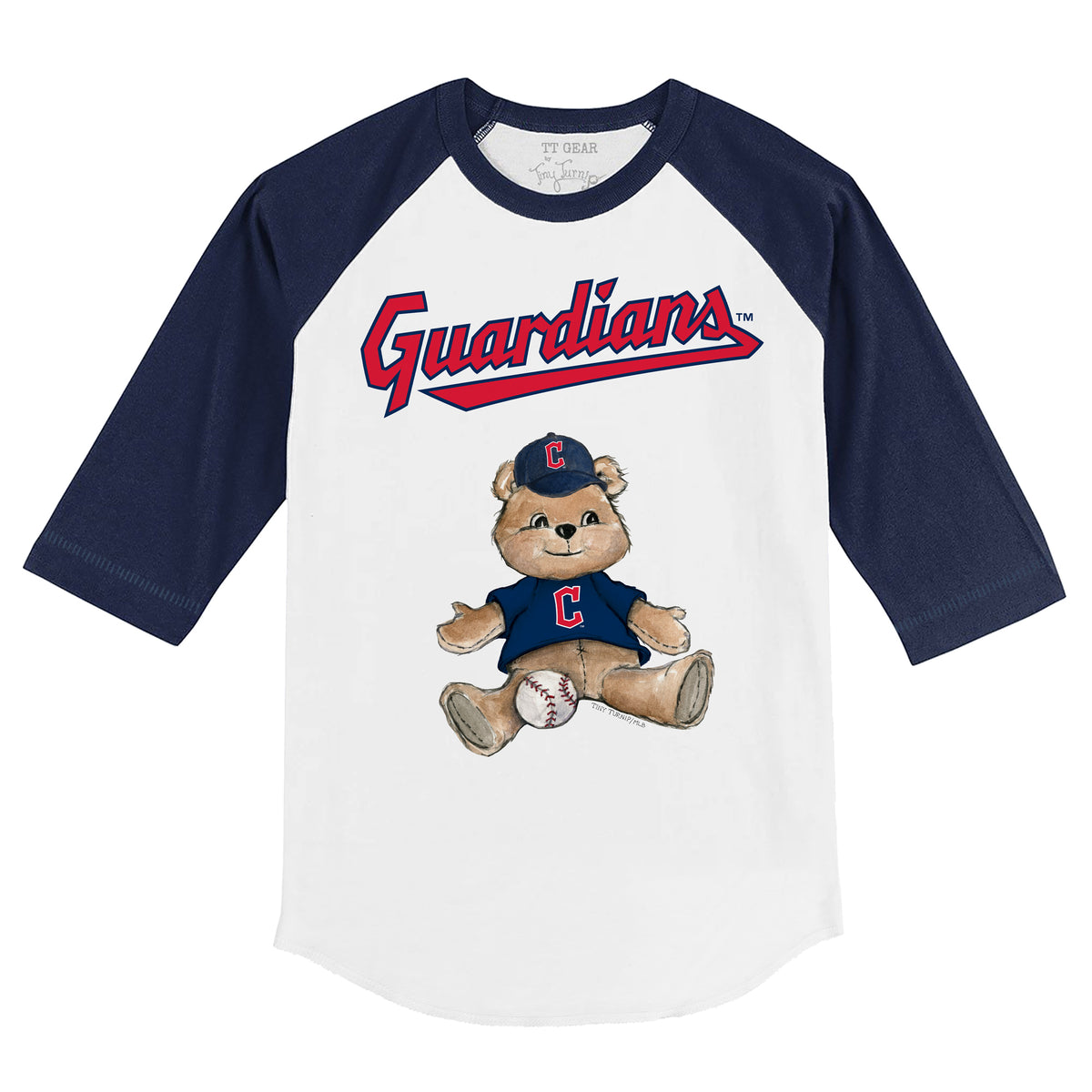 Cleveland Guardians Teddy 3/4 Navy Blue Sleeve Raglan