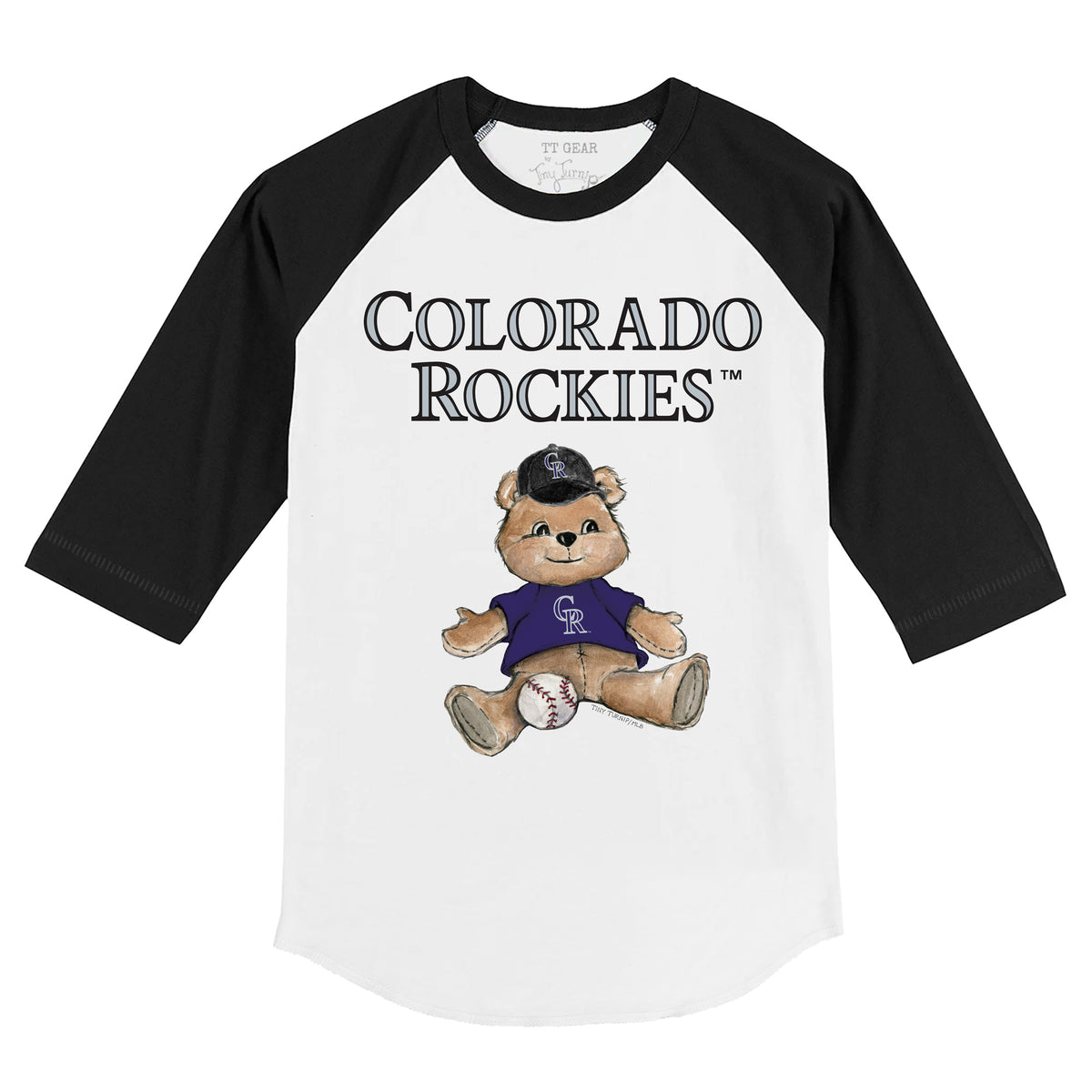 Colorado Rockies Boy Teddy 3/4 Black Sleeve Raglan