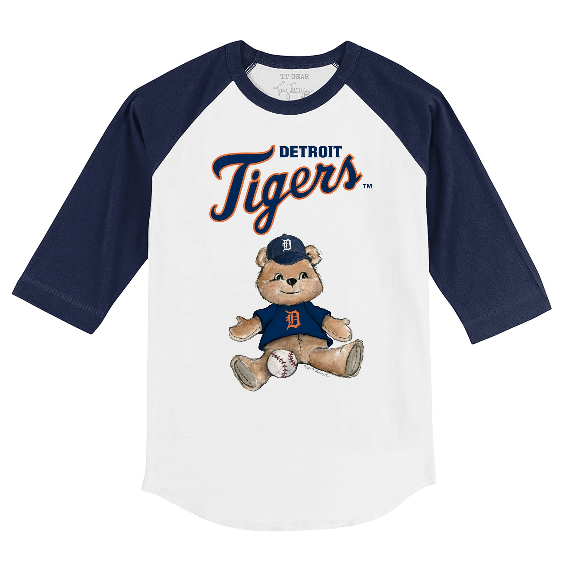 Detroit Tigers Teddy 3/4 Navy Blue Sleeve Raglan