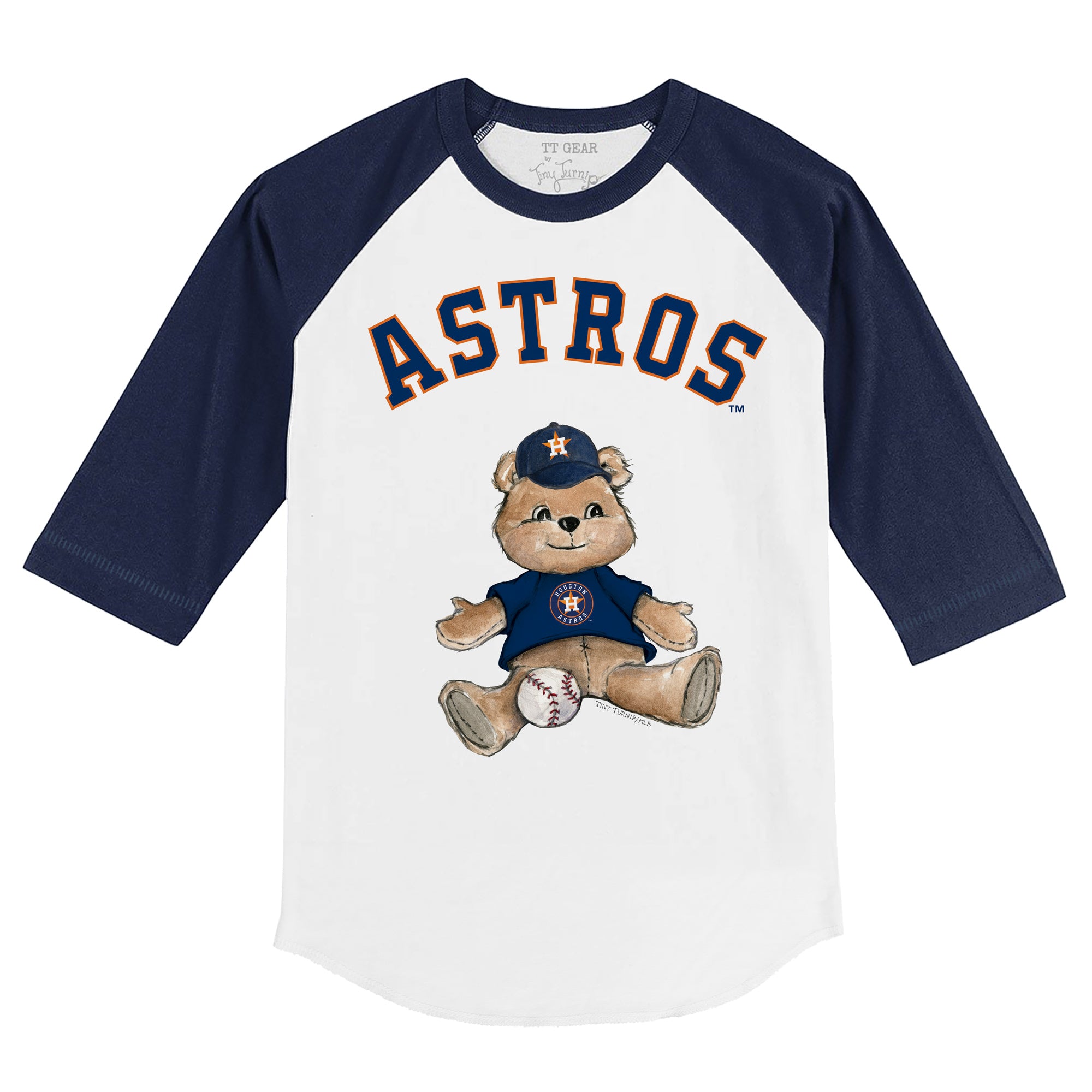 Toddler Tiny Turnip White Houston Astros Baseball Pow T-Shirt Size:3T